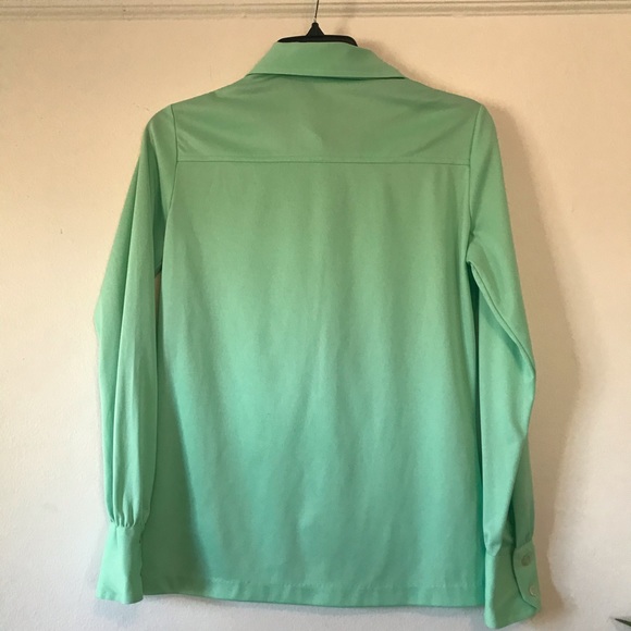 - Vintage 1970’s Hooper Mint Green Blouse - Picture 4 of 9